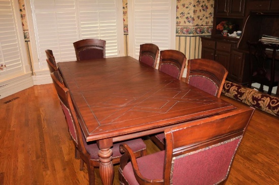 Wooden dining table with 8 chair set
