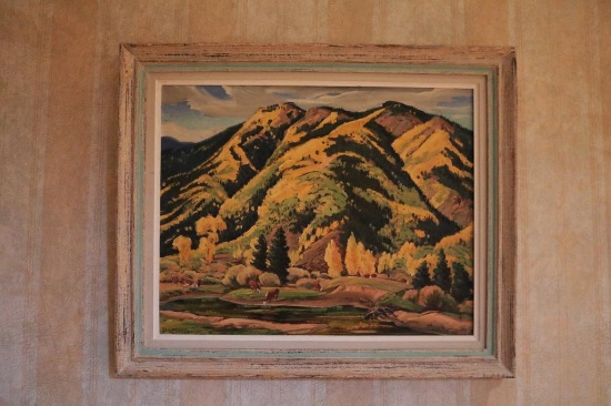 Painting of mountains, "Aspens of Aspen" McAfee of Taos New Mexico, 24.5 IN by 20.5 IN