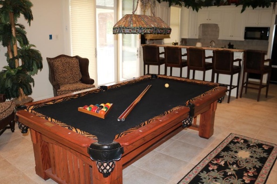 Pool table with full ball set