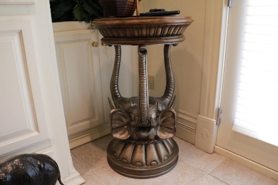 Elephant trunk occasional table with wood top