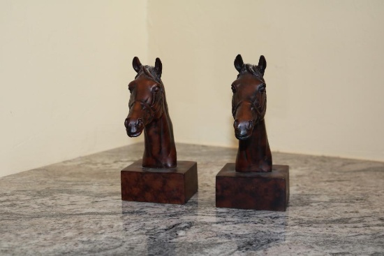Wooden horse head book ends