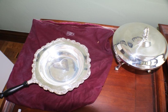 2-piece set of silver pan, pot with lid, and over