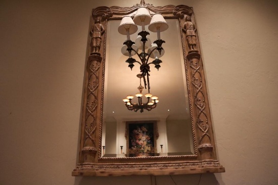 Decorative wall mirror, 45.5 IN Wide by 71 IN Tall, Electric