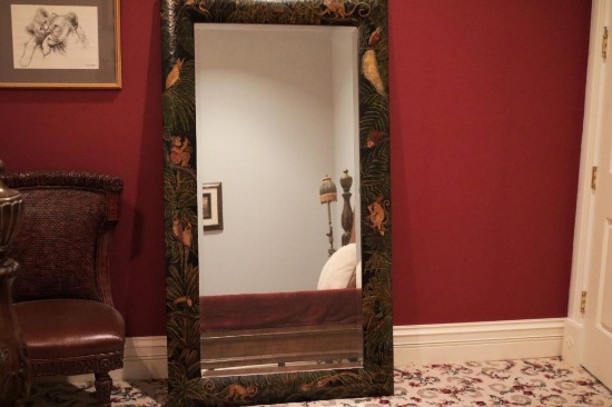 Mirror with jungle themed frame design