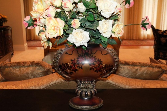 Decorative antique vase with flowers