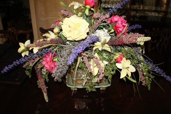 Teal and bronze flowerpot