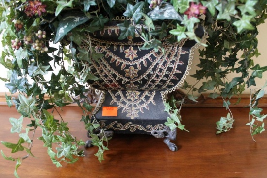 Metal Planter with synthetic plant