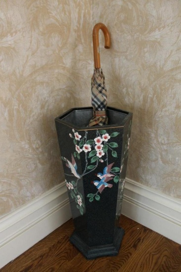 Umbrella Stand, Hand Painted 22" Tall