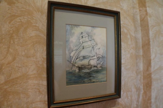 Painting of ship at sea