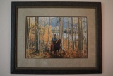 Print of Cowboys of their horses. 