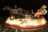 Porcelain Horse drawn Buggy w/ man, woman and dog 14