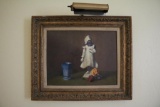 Art of a statue of a child (with lamp)