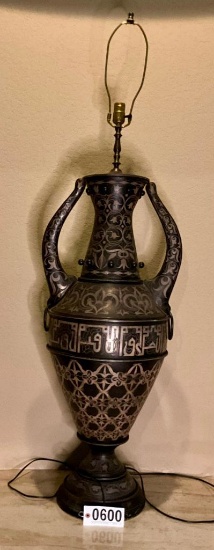 LARGE SILVER INLAY LAMP