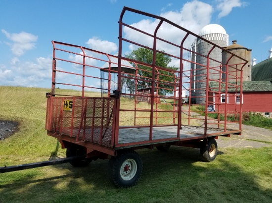 H&S 9X18 Thrower rack, good wood floor, H&S 16,000lb (8 ton) running gear,