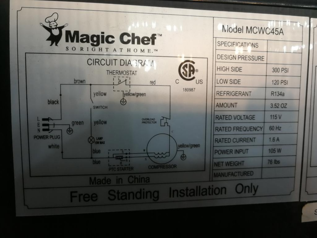 magic chef mcwc45a