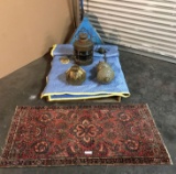 Antique Chinese style Brass Lamps, Vintage Naval Ship Lantern, Persian / IRAN Prayer Mat Rug