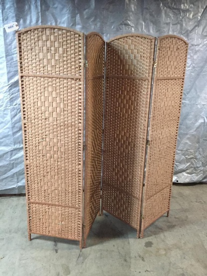 Room Divider 4-Panel Folding Privacy Screen Bamboo/Hand-Woven Design 1pc