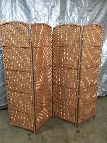 Room Divider 4-Panel Folding Privacy Screen Bamboo/Hand-Woven Design 1pc