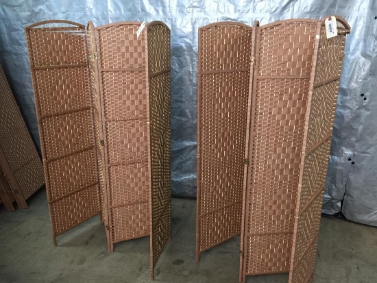 Room Divider 4-Panel Folding Privacy Screen Bamboo/Hand-Woven Design 2pc