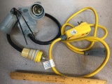 Electrical Extension Cord w/ GFCI & Outdoors Flood Lamp Fixtures