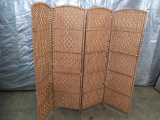 Room Divider 4-Panel Folding Privacy Screen Bamboo/Hand-Woven Design 1pc