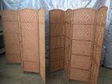 Room Divider 4-Panel Folding Privacy Screen Bamboo/Hand-Woven Design 2pc