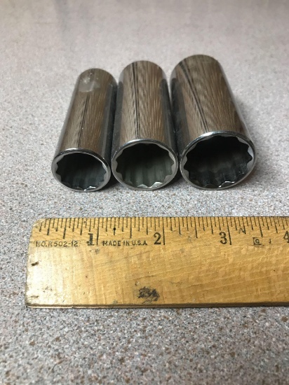 Craftsman 27mm 24mm & 20mm Deep Metric Sockets 1/2" Drive 3pcs
