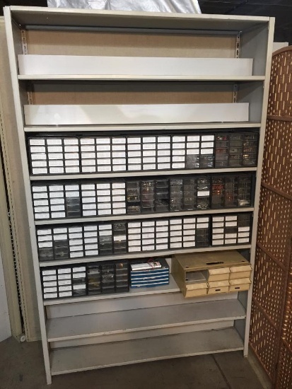 Organizer Cabinets with Mixed Electronic Components Resistors Capacitors Switches Terminals