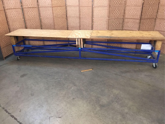 14' x 30" Custom Steel Base Rolling Table
