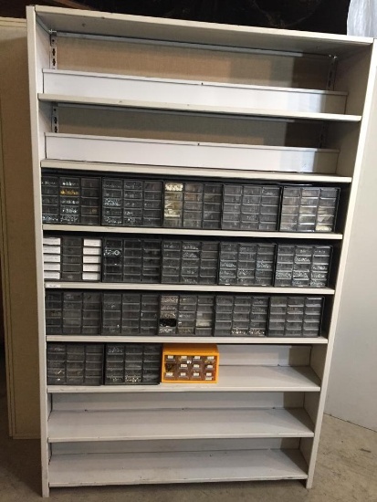 Organizer Cabinets with Mixed Hardware Components Screws Bolts Nuts Washers