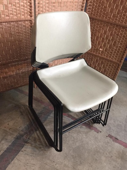 Metal Frame with Plastic Stackable Chairs 5pcs