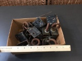 Large Lot of Eye Bolts Mounted on Angle Iron Brackets