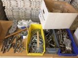 5 Boxes of Assorted Clamps U-Bolts, Eye Bolts, Heavy Duty Hardware