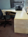 L-shaped executive desk plus adjustable high back office chair