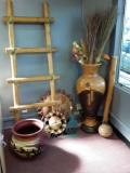 Southwest Native American Decor including ladder terracotta Sun 4 foot tall vases Painted Clay Pot