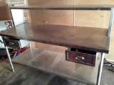 Stainless steel prep table or bench with shelf and two drawers