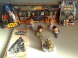 Star Wars items, action figures, Pez dispensers, storybook, X9