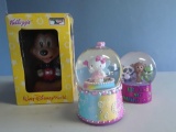 Kellogg's Walt Disney World bobblehead, Hello Kitty music globe, Best Friends globe, X3