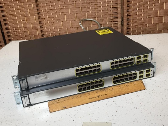 Cisco Catalyst 3750G Series WS-C3750G-24TS-S1U 24 Port Switches - 2pcs