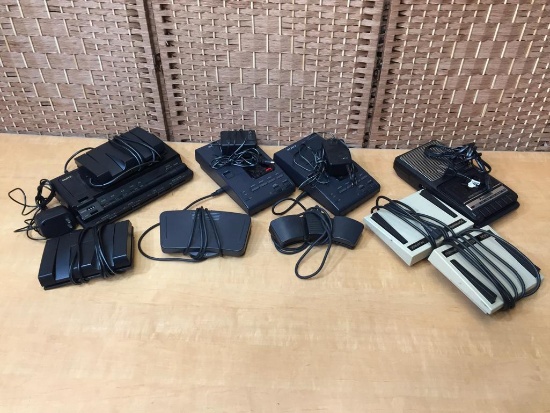 Mixed Microcassette Transcriber / Dictation Systems with Foot Pedals - 5pcs