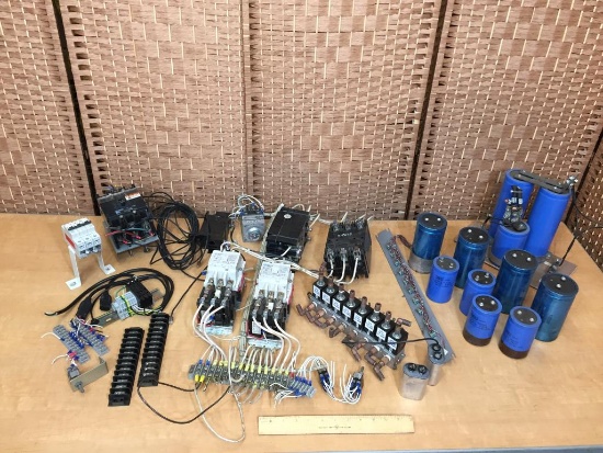 Assorted Electric Components Relays Terminal Blocks Circuit Breakers Solenoid Valves Capacitors