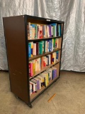 Assorted Books with Rolling Bookcase