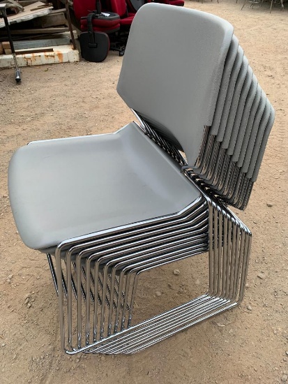 KI Matrix Plastic Stacking...Chairs Grey - 10pcs ONE Lot