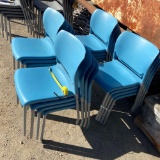 Sixteen Blue Hard Plastic Stacking Chairs - 16pcs