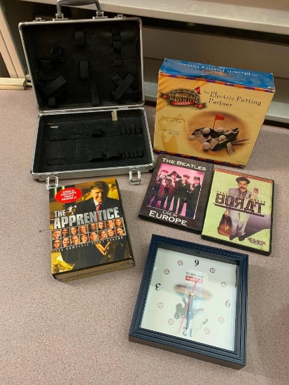Assorted Items / Clock / The Apprentice / The Beatles / Borat / Putting Partner / Carrying Case