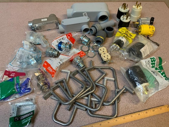 Assorted Electrical Hardware / AC Plugs / Wall Receptacle / Type LB Box / Conduit Fittings