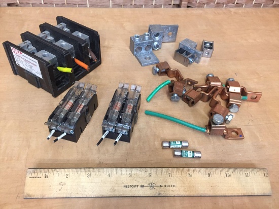 Assorted Electrical Components / Connector Blocks / Circuit Breaker Terminal Lugs / Fuse Holders
