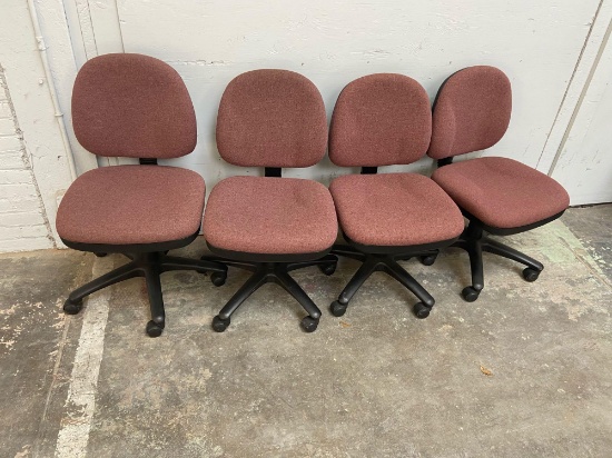 FOUR Matching Rolling Office Chairs PLUM- 4pcs