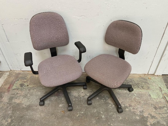 TWO Matching Rolling Office Chairs - 2pcs