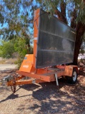 2001 Ver-Mac Orange Traffic Sign Construction Trailer W/Solar Panels and Hydraulic Sign Lift